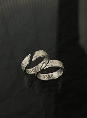 简约纯银小众设计高级感情侣戒指轻奢男女尾戒开口可调节定制指环