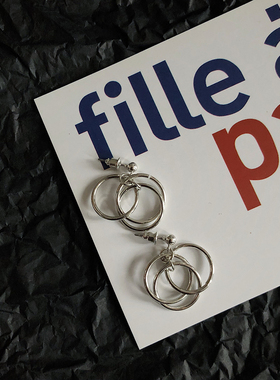 Linz Studio 简约三环小耳坠,美伢FF同款冷淡风耳环耳饰男女情侣