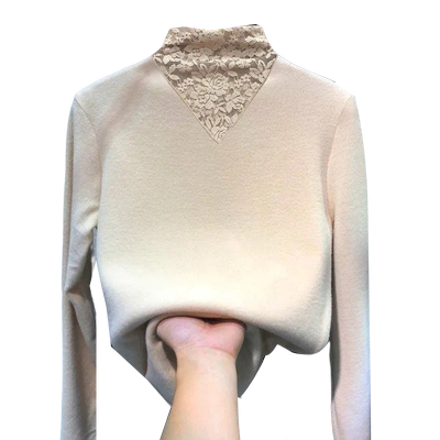 胖mm300斤德绒蕾丝打底衫女内搭