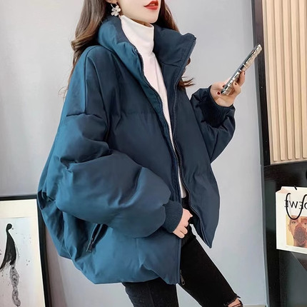 特大码胖mm300斤短款立领羽绒棉服女冬季宽松加厚面包服棉衣外套