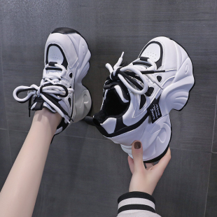 女2025新款 子内增高小个子运动鞋 春款 厚底鞋 欧洲站爆款 炸街老爹鞋