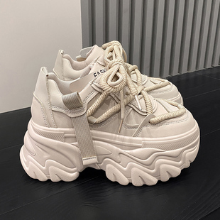 炸街松糕休闲运动鞋 新款 女ins潮2023年秋季 美拉德8cm厚底老爹鞋