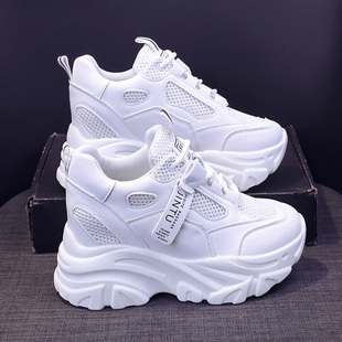 8公分内增高女鞋2026新款夏季小白鞋配裙子百搭透气厚底休闲鞋子