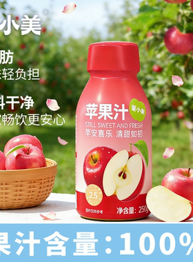 【聚小美】苹果汁陕西红富士苹果100%果汁饮品配料干净 250g*6瓶