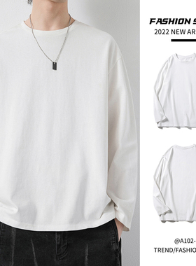 DF23TP16圆领T恤情侣2024纯色长袖男ins潮新款打底长袖上衣