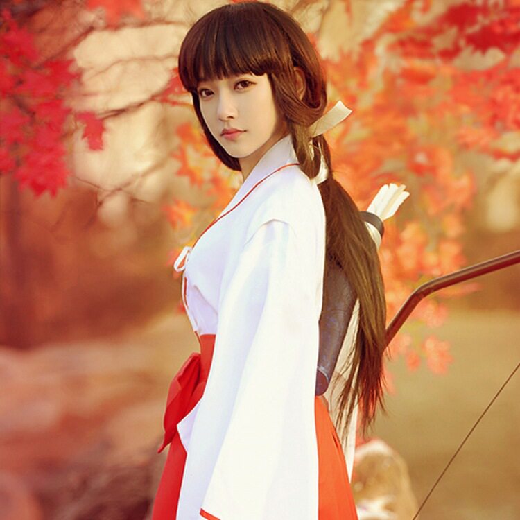 现货日系动漫振袖犭夜刹巫女服万圣节演出服cosplay桔梗巫女和服
