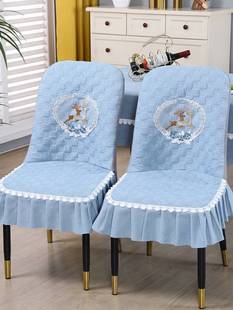 可用 新款 纯色弧形全包防滑加厚椅子套罩连体椅垫套餐厅椅子罩四季