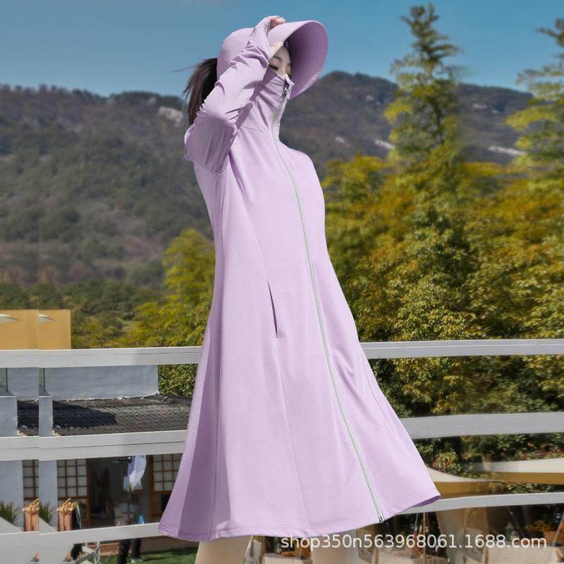 防晒衣女夏季新款过膝中长款防紫外线防晒服可外穿骑车薄罩衫