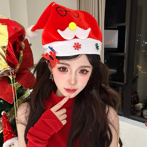 圣诞节头饰搞怪大胡子绒布帽子