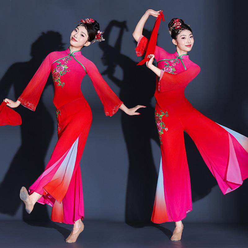 胶州秧歌服演出服2025新款喜庆古典舞蹈服装飘逸腰鼓扇子伞舞套装