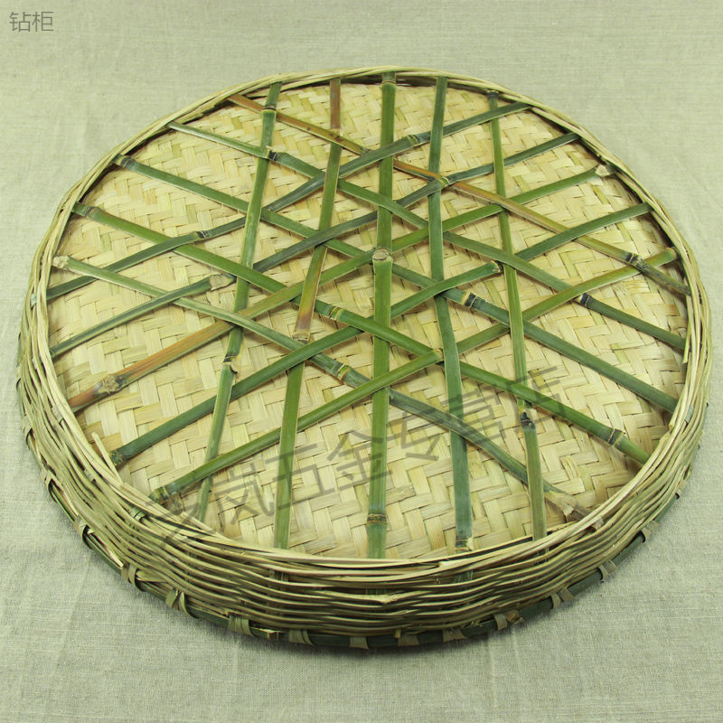 竹编制品圆簸箕家用农家水果馒头筐干果零食收纳小箩筐洗菜竹篮子