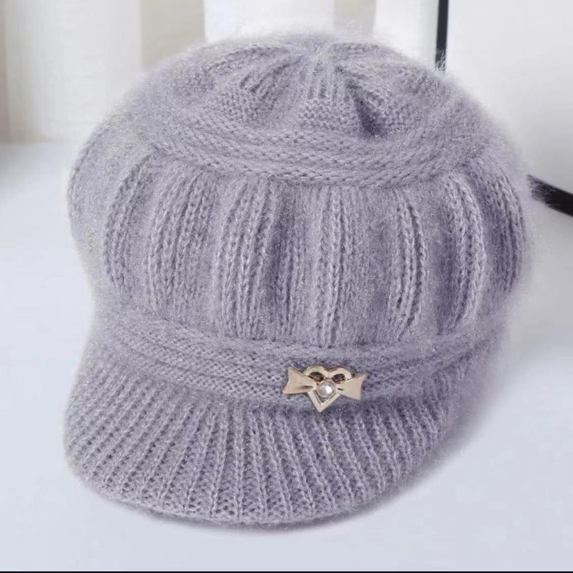 冬季新款加绒加厚中老年人毛线帽子老太太保暖个性百搭休闲妈妈帽