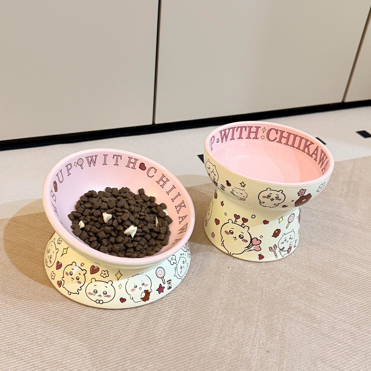 【养宠神器】宠物陶瓷碗猫碗防黑下巴高脚斜口狗食盆宠物专用卡通