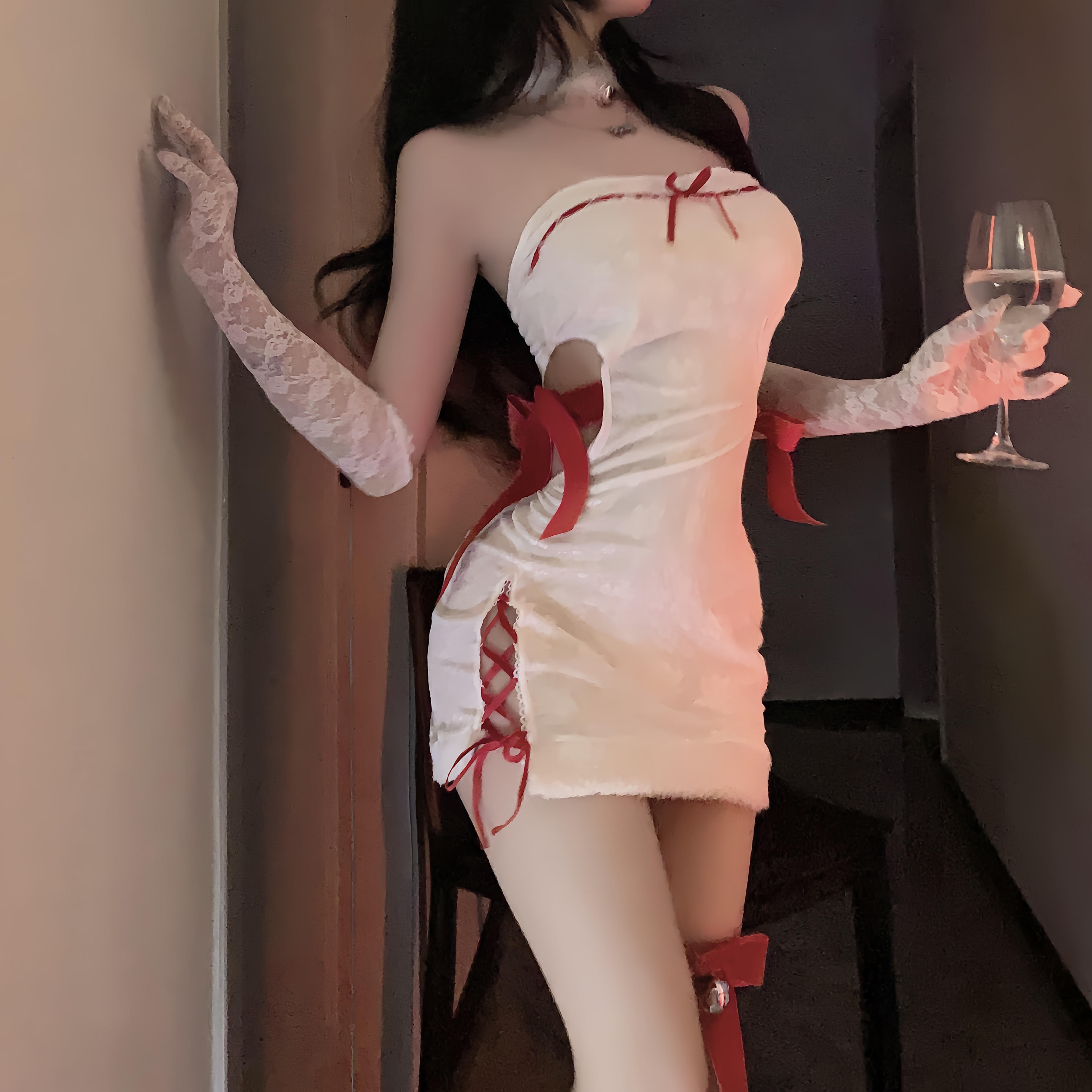 圣诞制服氛围感辣妹纯欲风包臀裙