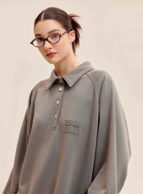 JUNISANTINO 24春夏基础款美式休闲polo衫毛边做旧潮酷卫衣男女