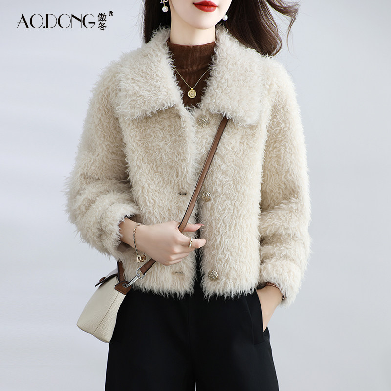 海宁颗粒绒皮草外套女短款一体保暖时尚年轻款加厚羊羔毛大衣冬季,女装/女士精品,皮草,淘宝优惠券,粉丝福利购,淘宝优惠卷