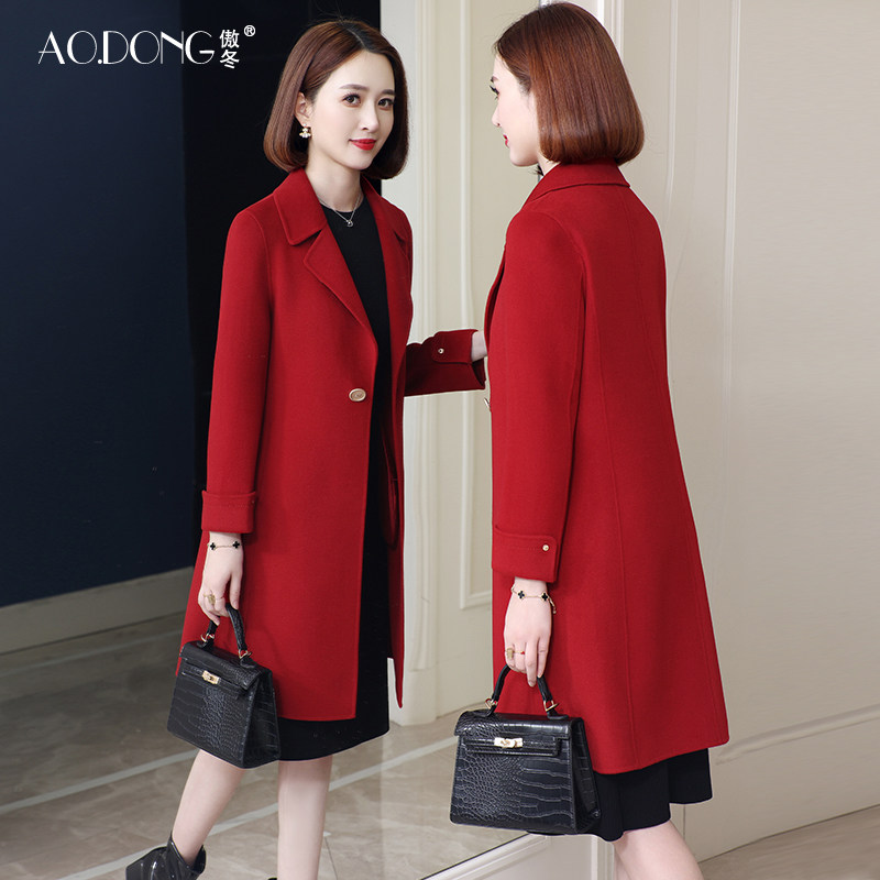 新款西装领羊毛双面绒西装时尚