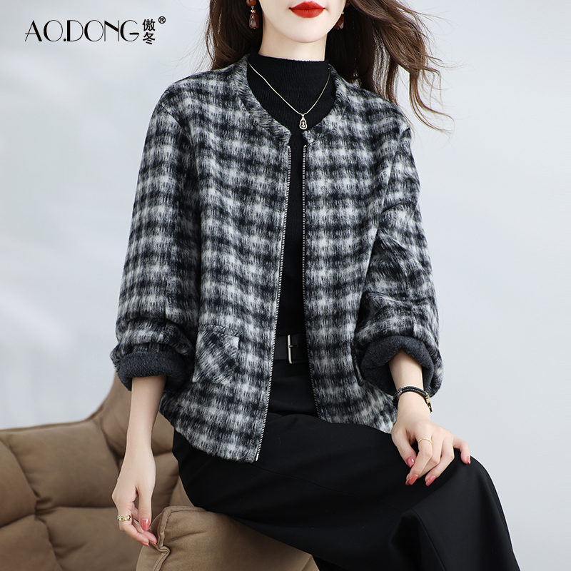 双面绒大衣女短款羊毛呢小个子