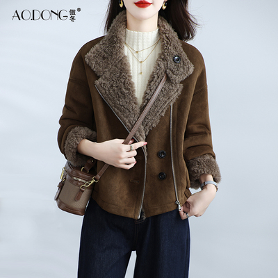 新款海宁颗粒绒皮草外套女短款