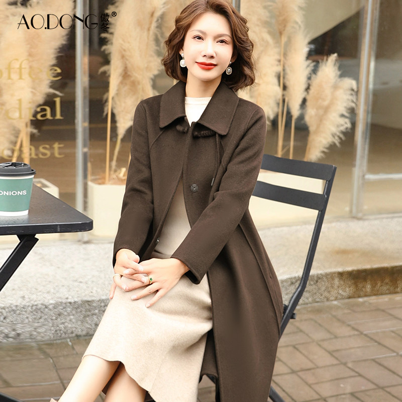 2024新款高端双面绒大衣女中长款修身妈妈羊毛呢气质时尚外套秋冬,女装/女士精品,毛呢外套,淘宝优惠券,粉丝福利购,淘宝优惠卷