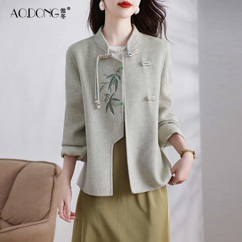 新款双面绒大衣女短款显瘦