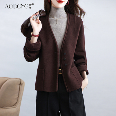 新款双面羊绒大衣短款韩版