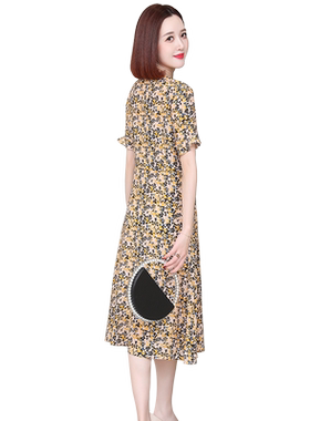 杭州真丝连衣裙女中长款碎花