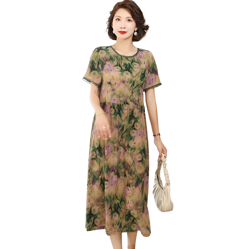 新款重绉真丝连衣裙女桑蚕丝