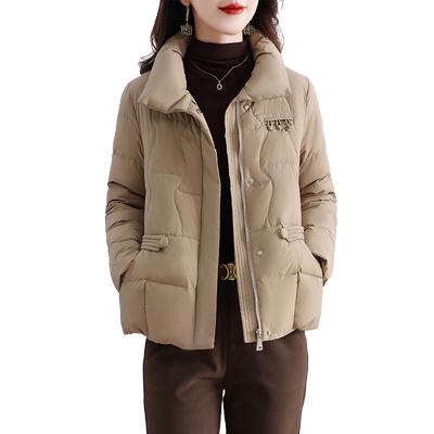 保暖短款白鸭绒外套休闲立领