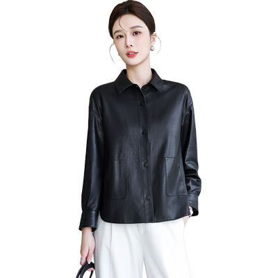 海宁中长款真皮皮衣时尚