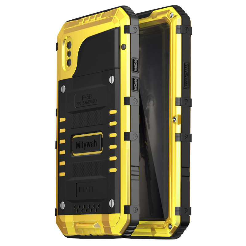 Luphie Beowulf IP68 Waterproof Diving Tempered Glass Silicone Shockproof Aluminum Metal Case Cover for Apple iPhone X