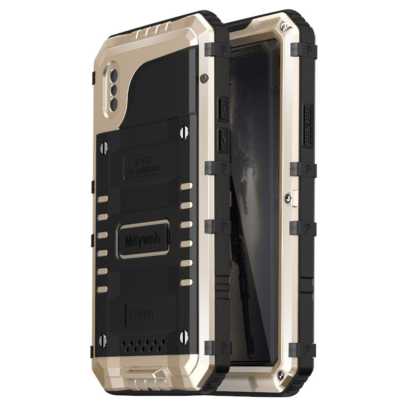 Luphie Beowulf IP68 Waterproof Diving Tempered Glass Silicone Shockproof Aluminum Metal Case Cover for Apple iPhone X