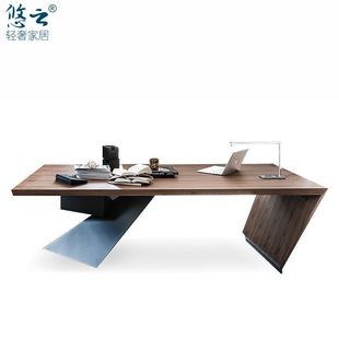 悠云白腊黑胡桃实木书台NASDAQ DESK设计师型总裁CEO书桌大班台