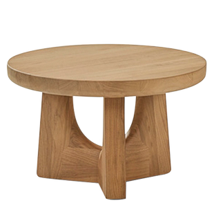 悠云意式极简设计茶几全黑胡桃实木白腊木柚木边几大小圆几侘寂风