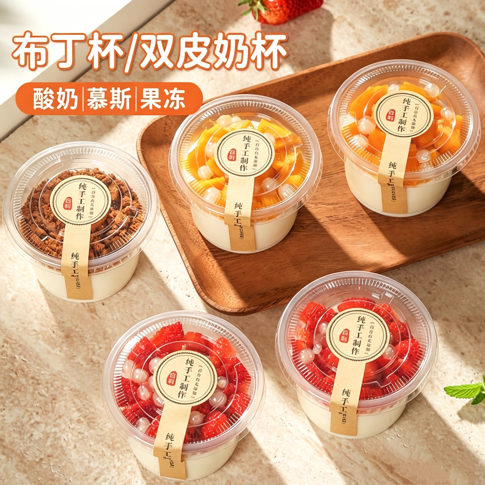 一次性布丁杯食品级双皮奶碗酸奶杯带盖摆摊专用250ml甜品打包盒