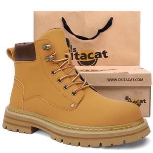 OSITA CAT马丁靴男踢不烂大黄靴冬季加绒二棉英伦男士工装短靴子