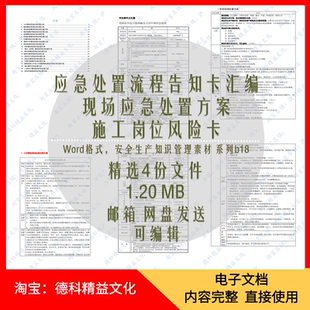 现场应急处置流程告知卡汇编Word模板 施工岗位风险 安全管理 b18