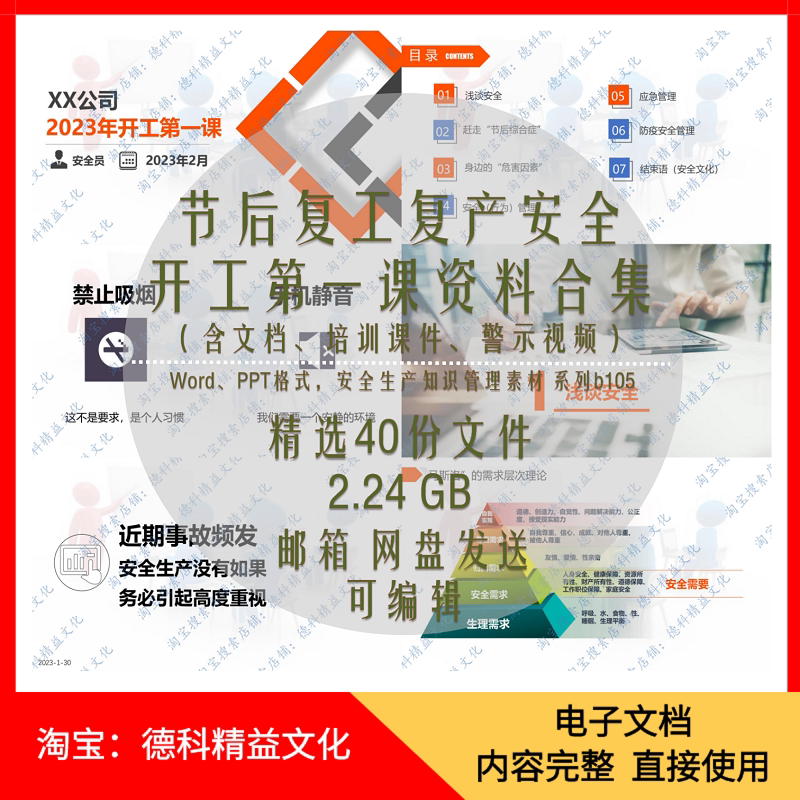 安全生产开工第一课培训课件视频方案承诺书节后复工复产资料b105