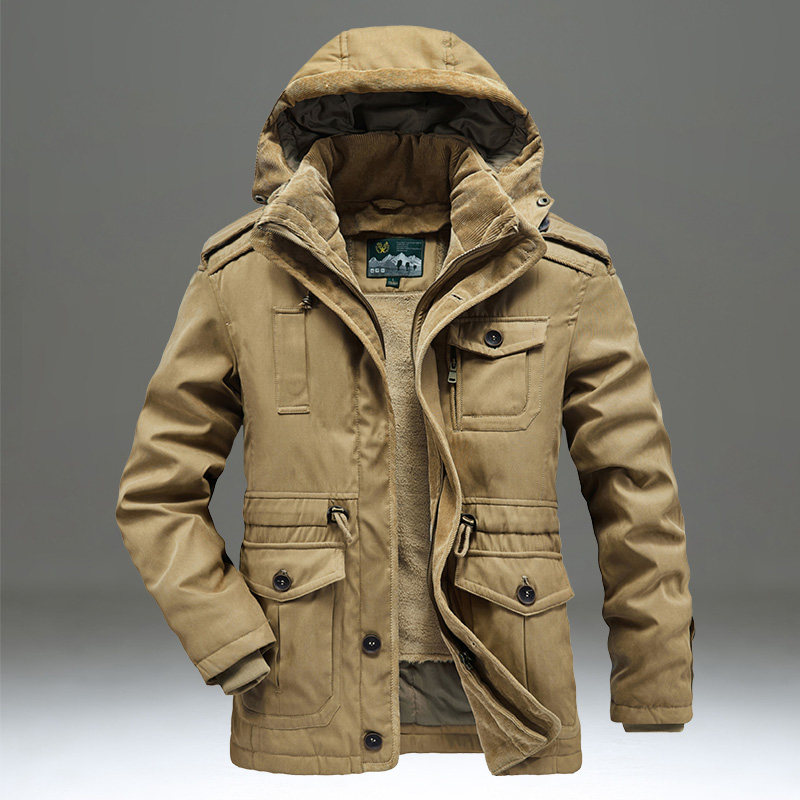 棉衣男款冬季2025新款加绒加厚防寒棉袄宽松休闲中长款工装棉服潮