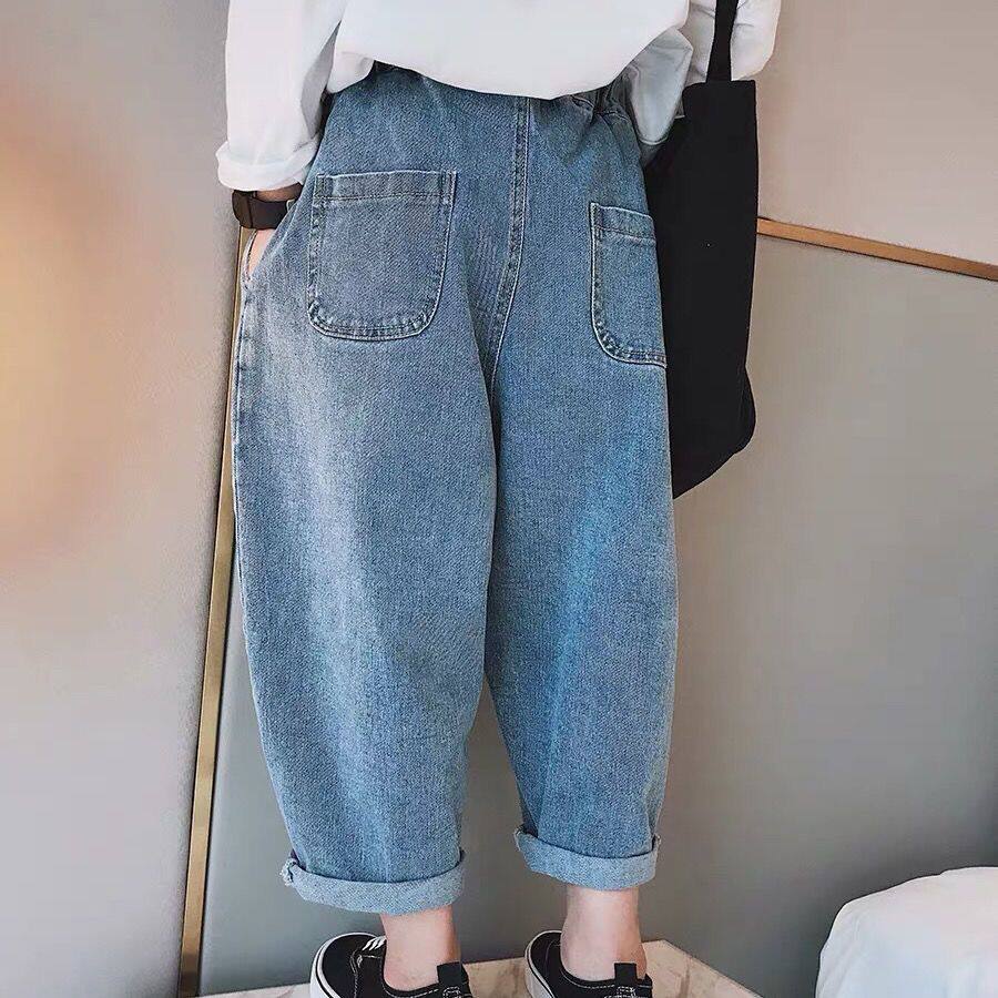 女童水洗牛仔裤哈伦裤薄款老爹裤