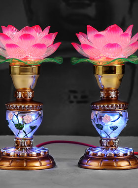 仿古莲花灯变色插电蜡烛