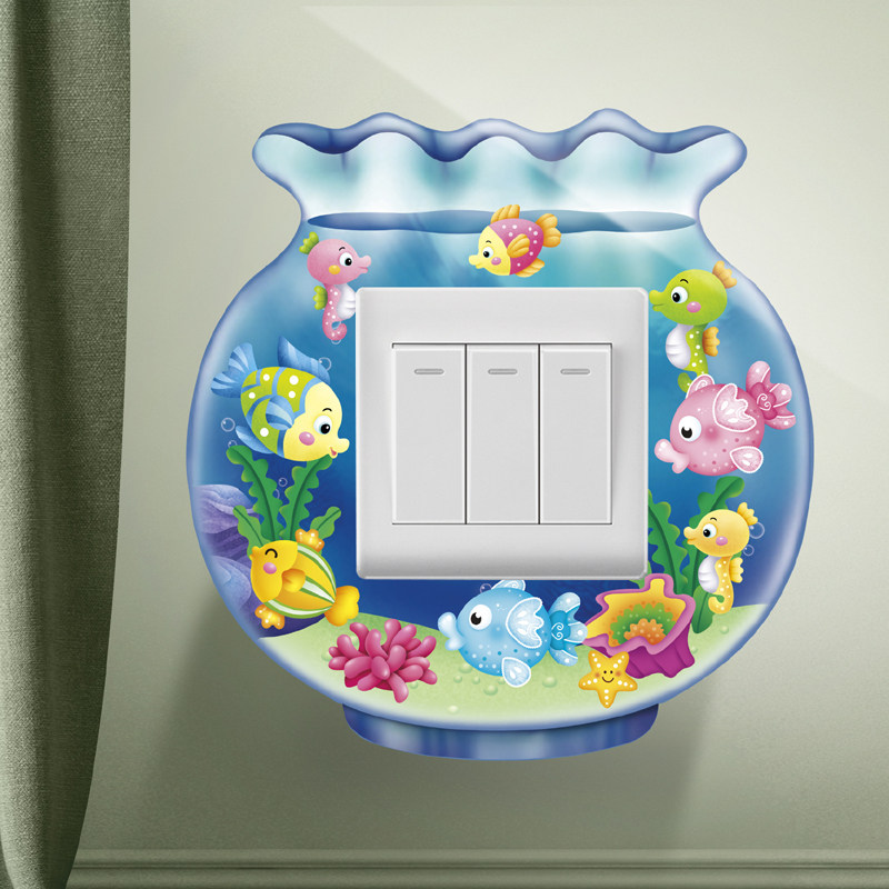 开关贴现代简约儿童房卡通可爱动物创意亚克力定制三开开关边框套