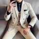 西装 男婚礼新郎伴郎主持人高品商务休闲双排扣西服三件套高端 套装
