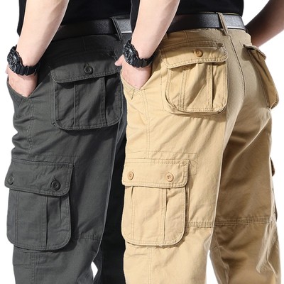 全棉休闲长裤工装裤多口袋休闲裤