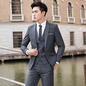 商务伴郎新郎结婚正装 西服套装 潮流 修身 小西装 男士 黑外套帅气韩版
