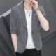 修身 外套 小西装 七分袖 新款 格子西服潮流薄款 韩版 短袖 男士 中袖 夏季