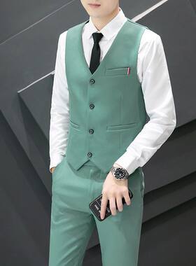 春秋男士西装马甲西裤衬衫套装韩版结婚礼服三件套职业装西服马夹