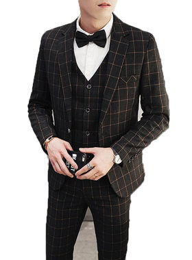 西服套装三件套伴郎新郎礼服英伦