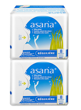 【2包】asana阿莎娜祛味卫生巾日用夜用超薄透气姨妈巾旗舰店正品