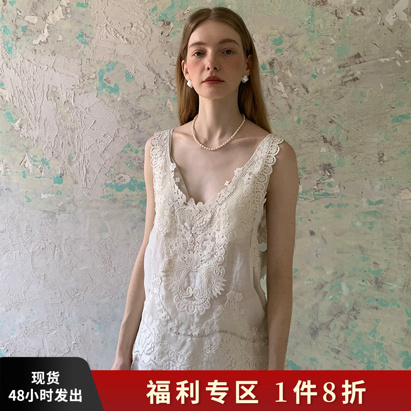 米白色真丝亚麻背心吊带女夏上衣